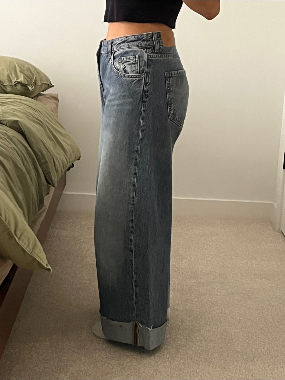 Zara Washed Blue Wide-Leg Mid-Rise Jeans - Picture 2 of 6
